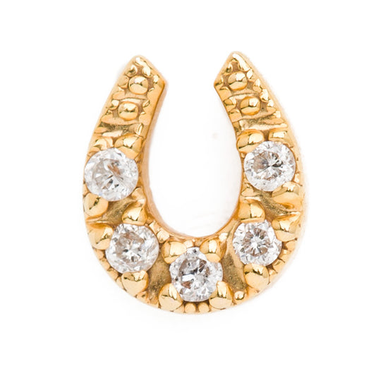 gold and diamond horse shoe earring